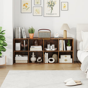 8-Cube Bookcase Bookshelf with 2 Anti-Tipping Kits Storage Organizer-Rustic Brown view 3