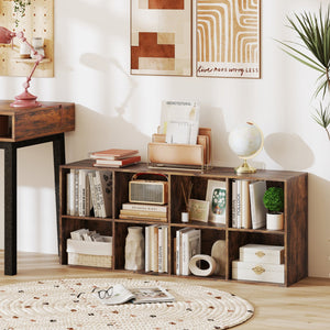 8-Cube Bookcase Bookshelf with 2 Anti-Tipping Kits Storage Organizer-Rustic Brown view 6