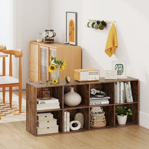 8-Cube Bookcase Bookshelf with 2 Anti-Tipping Kits Storage Organizer-Rustic Brown view 7