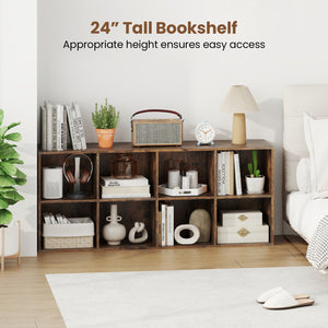 8-Cube Bookcase Bookshelf with 2 Anti-Tipping Kits Storage Organizer-Rustic Brown view 8