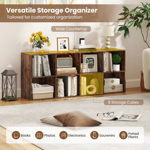 8-Cube Bookcase Bookshelf with 2 Anti-Tipping Kits Storage Organizer-Rustic Brown view 9