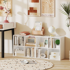 8-Cube Bookcase Bookshelf with 2 Anti-Tipping Kits Storage Organizer-White view 2
