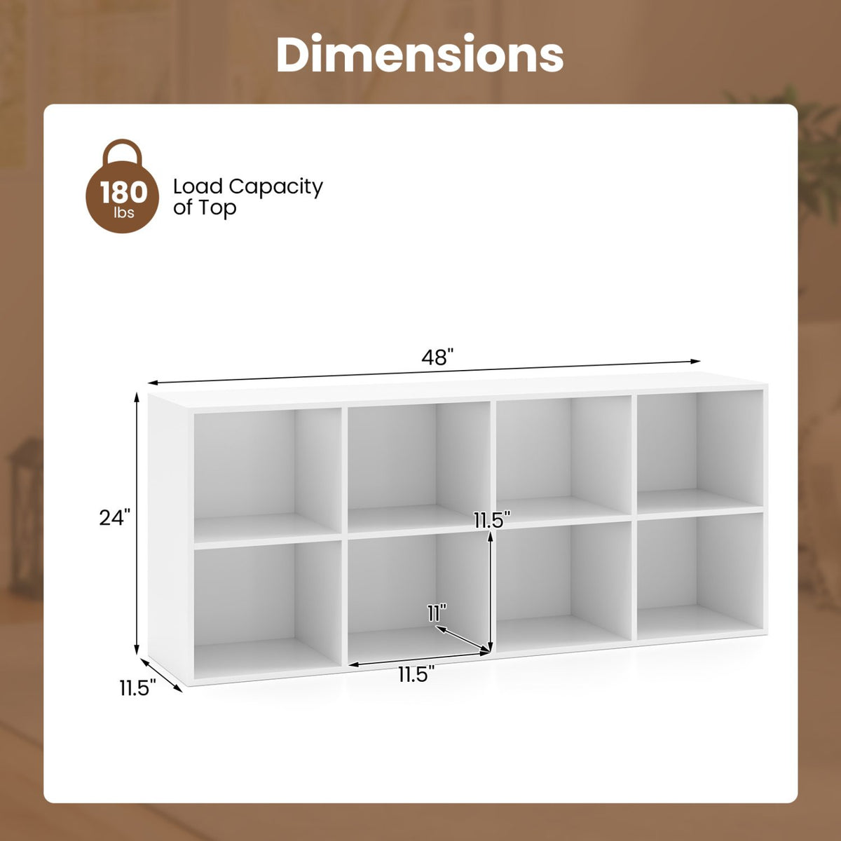 8-Cube Bookcase Bookshelf with 2 Anti-Tipping Kits Storage Organizer-White view 5