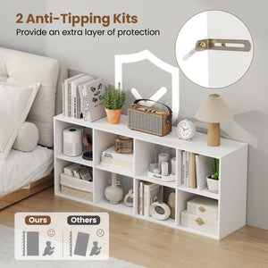 8-Cube Bookcase Bookshelf with 2 Anti-Tipping Kits Storage Organizer-White view 9