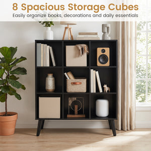 8-Cube Bookcase with Raised Support Legs for Living Room-Black view 6