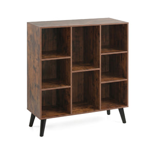 8-Cube Bookcase with Raised Support Legs for Living Room-Rustic Brown view 4