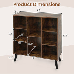 8-Cube Bookcase with Raised Support Legs for Living Room-Rustic Brown view 5