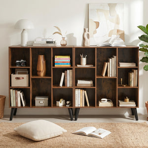 8-Cube Bookcase with Raised Support Legs for Living Room-Rustic Brown view 6