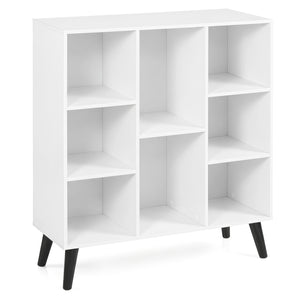 8-Cube Bookcase with Raised Support Legs for Living Room-White