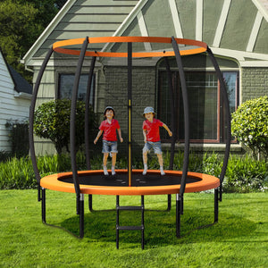 8 Feet ASTM Approved Recreational Trampoline with Ladder-Orange view 2