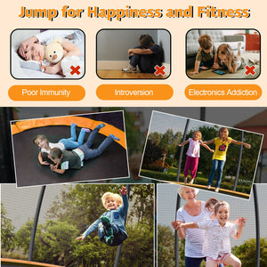 8 Feet ASTM Approved Recreational Trampoline with Ladder-Orange view 5