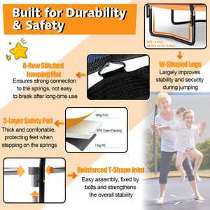 8 Feet ASTM Approved Recreational Trampoline with Ladder-Orange view 7