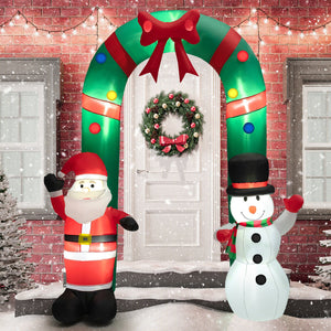 8 Feet Christmas Inflatable Archway with Santa Claus and Snowman view 2
