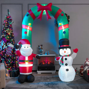 8 Feet Christmas Inflatable Archway with Santa Claus and Snowman view 3