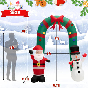 8 Feet Christmas Inflatable Archway with Santa Claus and Snowman view 4