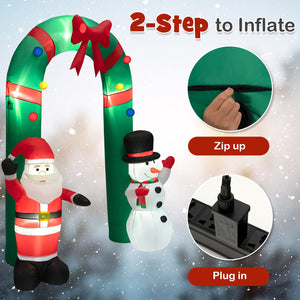 8 Feet Christmas Inflatable Archway with Santa Claus and Snowman view 6