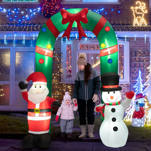 8 Feet Christmas Inflatable Archway with Santa Claus and Snowman view 7