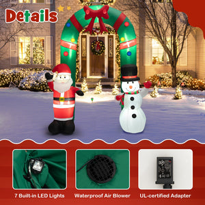 8 Feet Christmas Inflatable Archway with Santa Claus and Snowman view 9