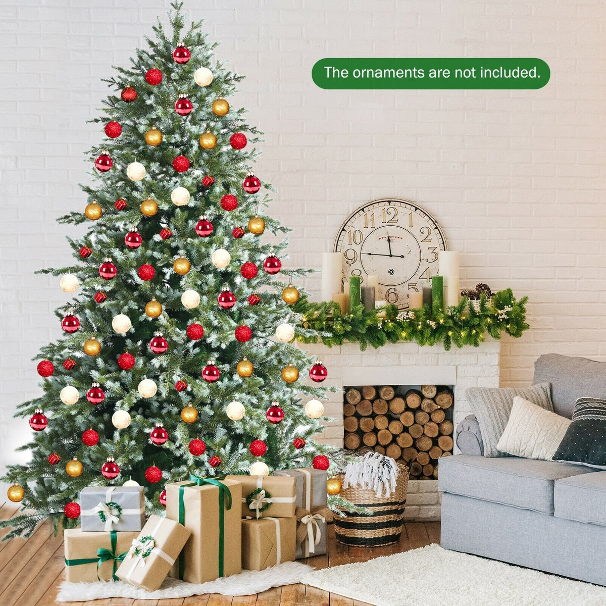 8 Feet Hinged Artificial Christmas Spruce Tree with Mixed PE and PVC Tips view 2