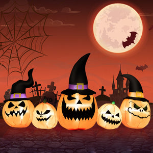 8 Feet Inflatable Pumpkin Family Waterproof Halloween Yard Decoration with LED Lights view 2