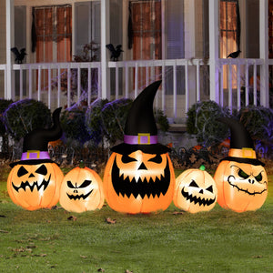 8 Feet Inflatable Pumpkin Family Waterproof Halloween Yard Decoration with LED Lights view 3