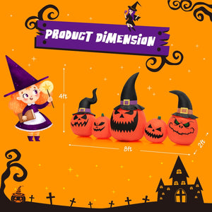 8 Feet Inflatable Pumpkin Family Waterproof Halloween Yard Decoration with LED Lights view 4