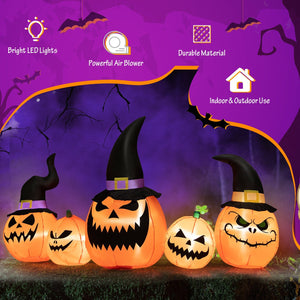8 Feet Inflatable Pumpkin Family Waterproof Halloween Yard Decoration with LED Lights view 5