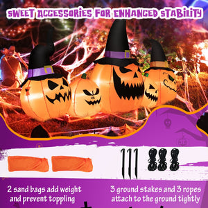 8 Feet Inflatable Pumpkin Family Waterproof Halloween Yard Decoration with LED Lights view 7