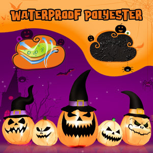 8 Feet Inflatable Pumpkin Family Waterproof Halloween Yard Decoration with LED Lights view 8