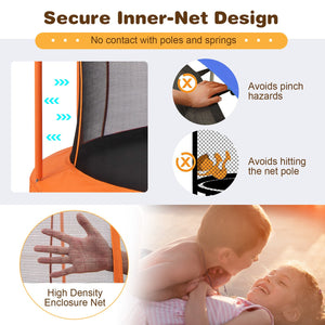 8 Feet Outdoor Unique Flower Shape Trampoline with Enclosure Net-Orange view 9