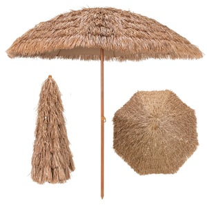 8 Feet Patio Thatched Tiki Umbrella Hawaiian Hula Beach Umbrella