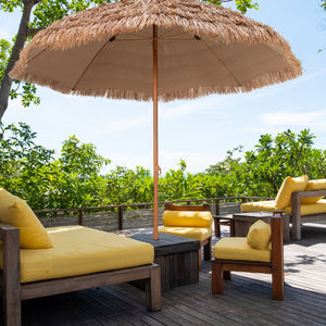 8 Feet Patio Thatched Tiki Umbrella Hawaiian Hula Beach Umbrella view 6