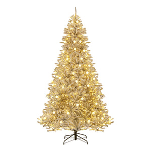 8 Feet Snow-flocked Artificial Christmas Tree Pre-lit Hinged with 81 Sphere Lights and Remote view 6