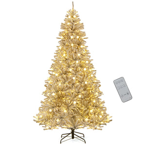 8 Feet Snow-flocked Artificial Christmas Tree Pre-lit Hinged with 81 Sphere Lights and Remote view 7
