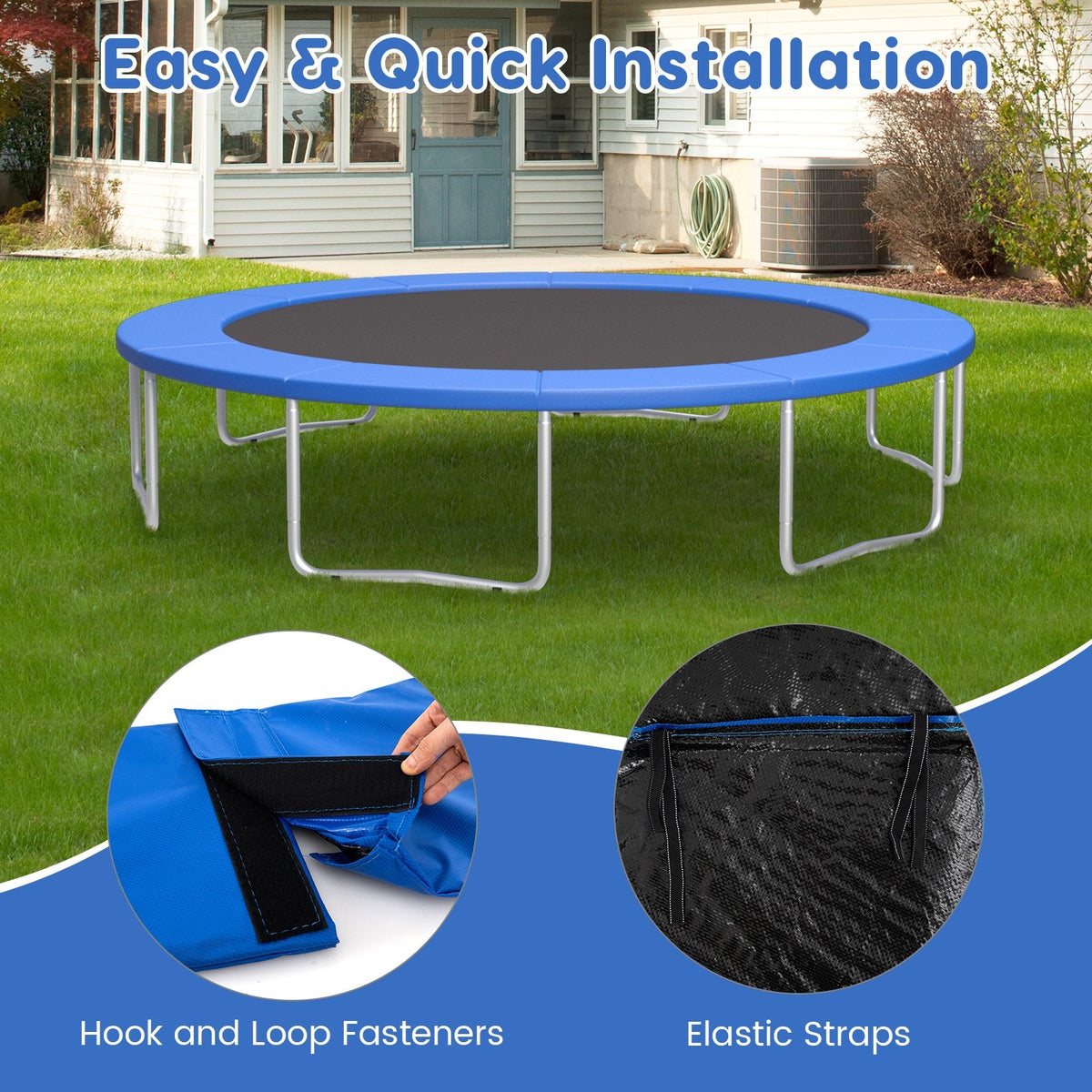 8 Feet Trampoline Pad Replacement Safety Pad with Fixing Straps (Blue) view 9