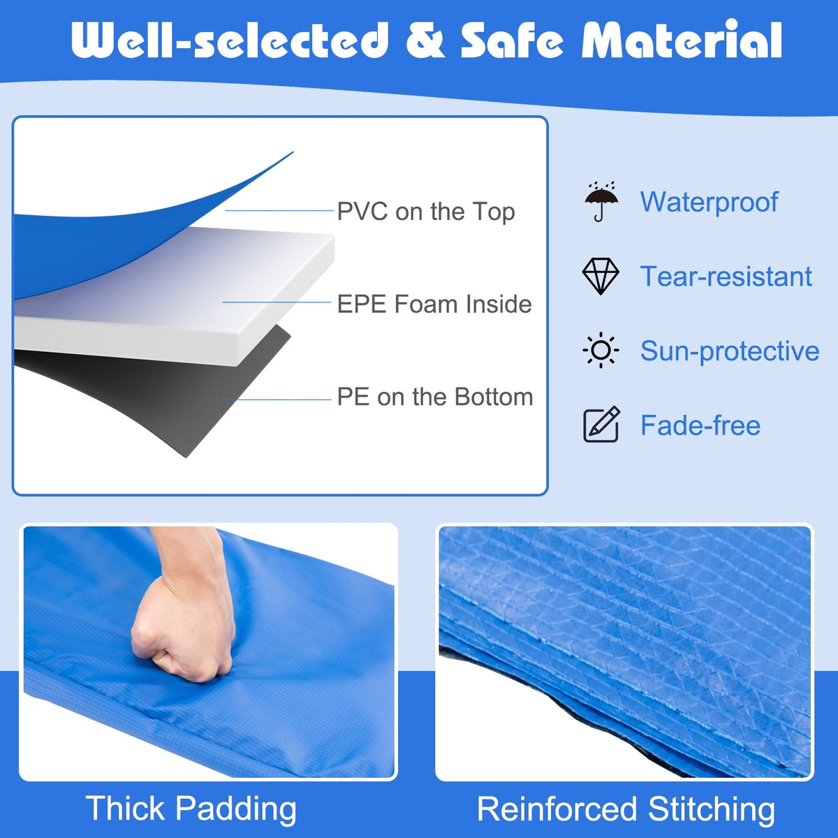 8 Feet Trampoline Spring Safety Cover without Holes-Multicolor view 9