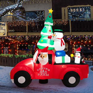 8 Feet Wide Inflatable Santa Claus Driving a Car with LED and Air Blower view 6