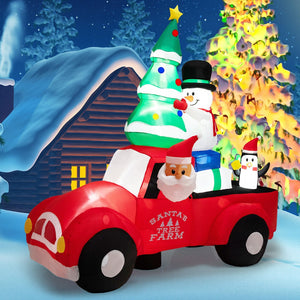 8 Feet Wide Inflatable Santa Claus Driving a Car with LED and Air Blower view 7