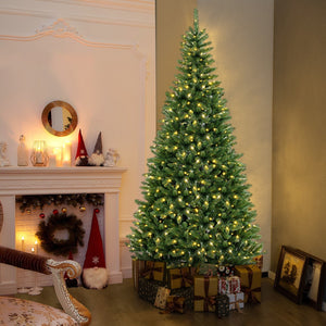 8 FT Corner Artificial Christmas Tree with 1137 Branch Tips and 360 Warm White LED Lights view 2