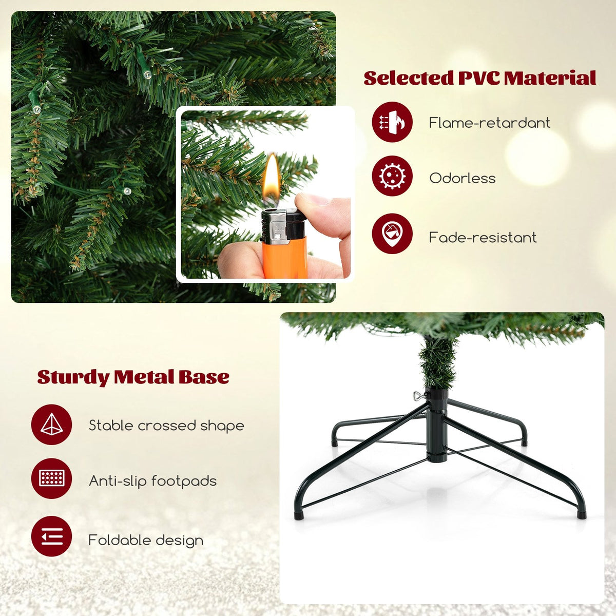 8 FT Corner Artificial Christmas Tree with 1137 Branch Tips and 360 Warm White LED Lights view 5