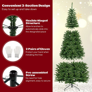 8 FT Corner Artificial Christmas Tree with 1137 Branch Tips and 360 Warm White LED Lights view 6