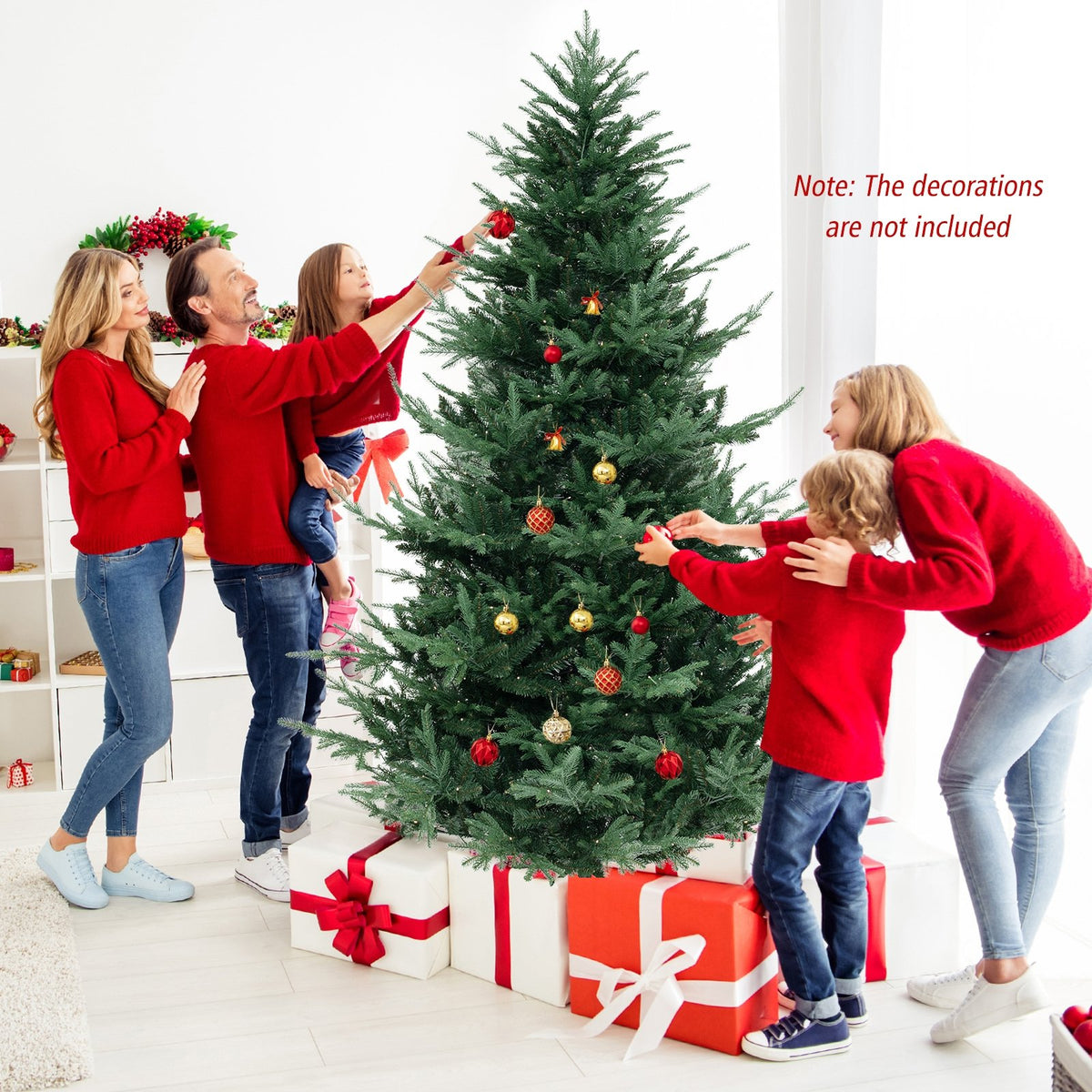 8 FT Pre-Lit Artificial Hinged Xmas Tree with 1480 PVC and PE Branch Tips-XL view 6