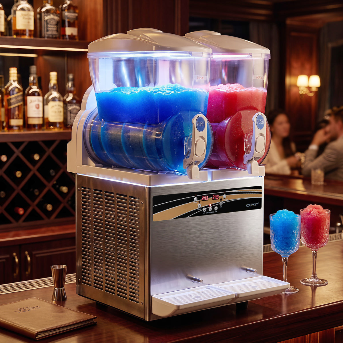 8 Gal Commercial Slushie Machine with LED Lights-Silver view 2