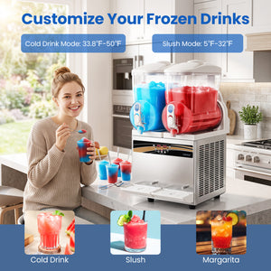 8 Gal Commercial Slushie Machine with LED Lights-Silver view 5