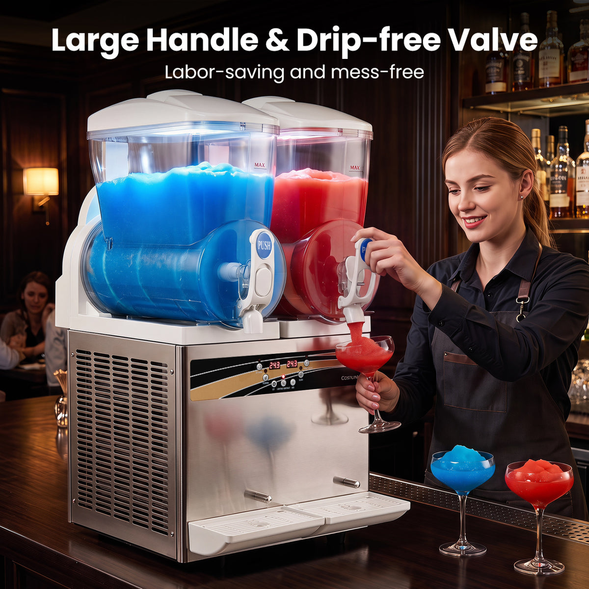 8 Gal Commercial Slushie Machine with LED Lights-Silver view 7