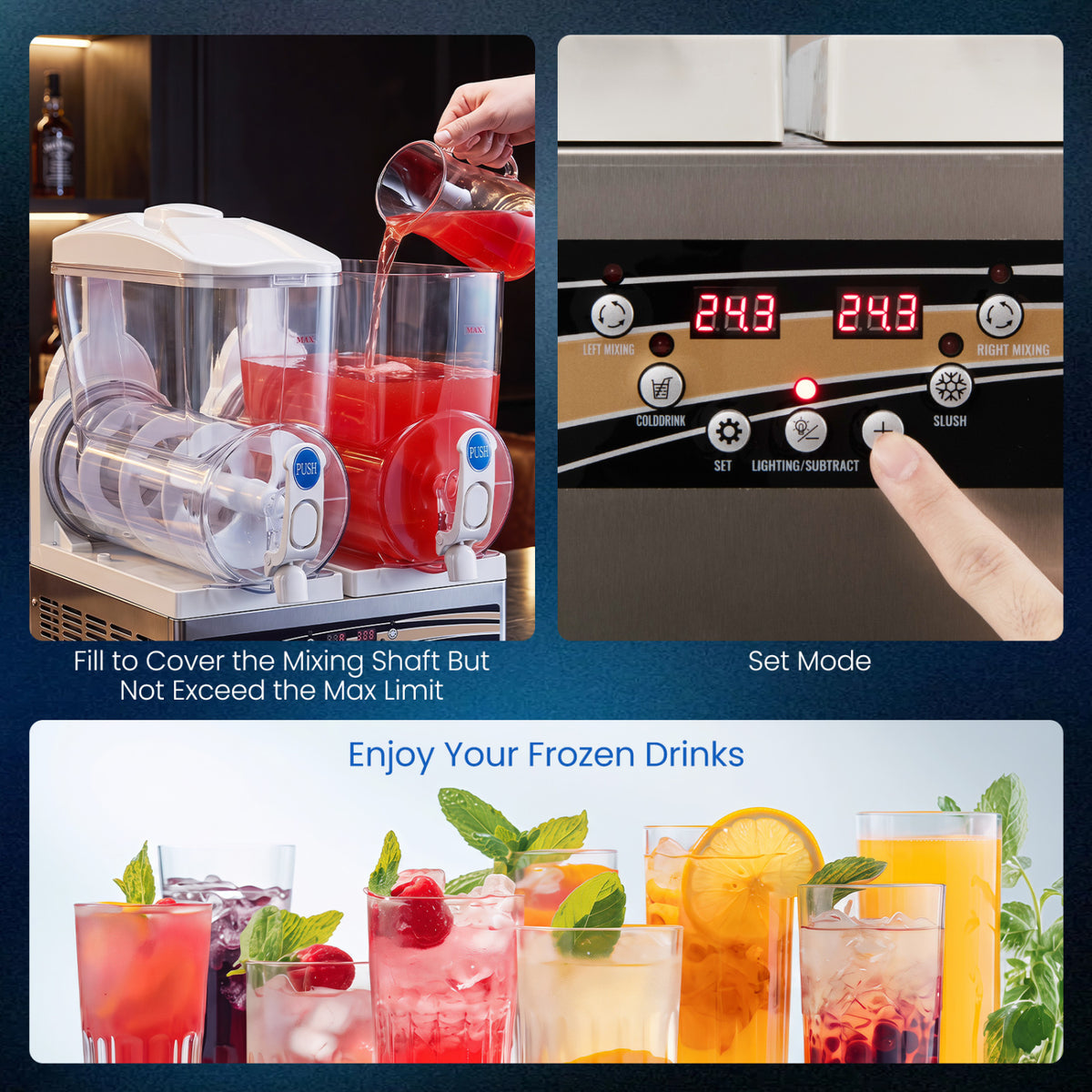 8 Gal Commercial Slushie Machine with LED Lights-Silver view 8