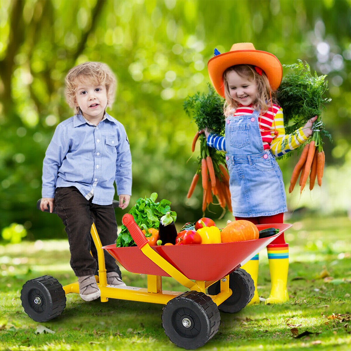 8 Inch Heavy Duty Kids Ride-on Sand Dumper with 4 Wheels-Red view 2