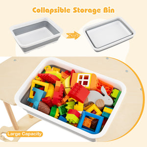 8 in 1 Climbing Arch Sensory Table with Collapsible Storage Bin for Kids-Natural view 6