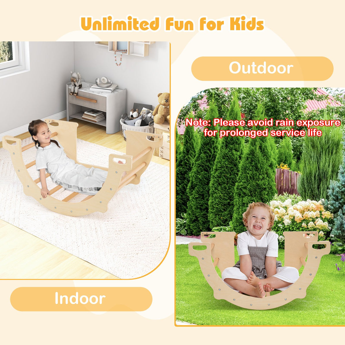 8 in 1 Climbing Arch Sensory Table with Collapsible Storage Bin for Kids-Natural view 8