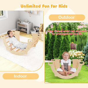 8 in 1 Climbing Arch Sensory Table with Collapsible Storage Bin for Kids-Natural view 8